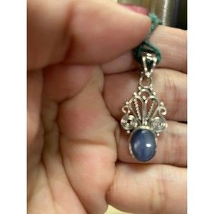 ❌sold❌Genuine and Natural Blue Oval KYANITE Pendant - 925 STERLING SILVER
